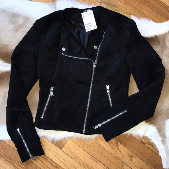H&M Jackets & Blazers - NWT H&M Cropped Faux Suede/Velvet Moto Jacket - S2